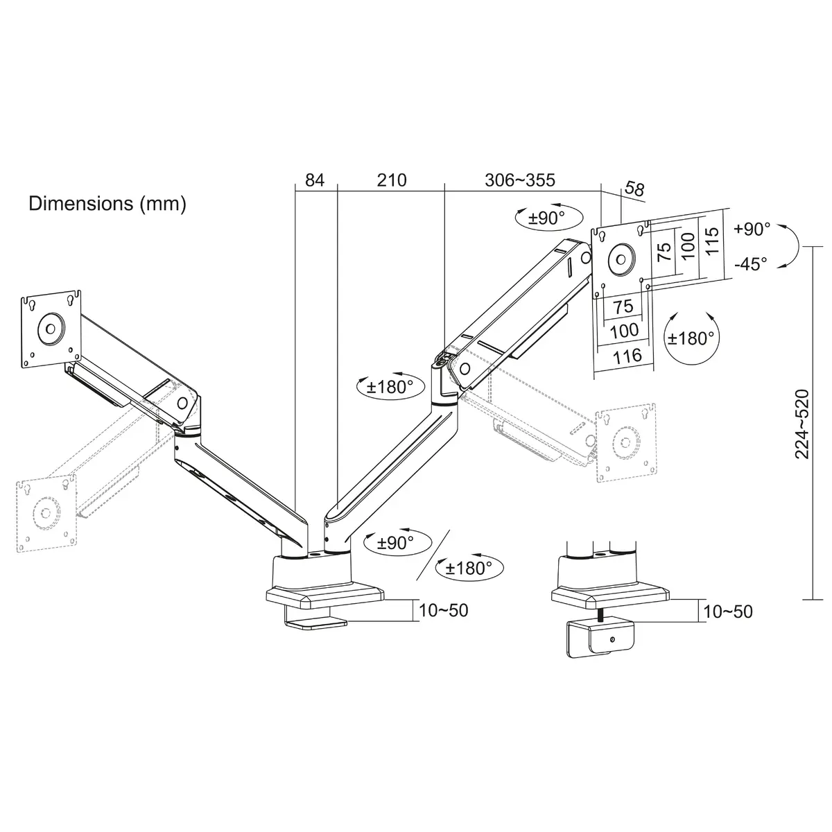 ACT AC8312 Dual Monitor Desk Mount Photo 25