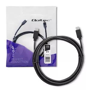 USB cable Qoltec 52353 3m USB 3.2 Gen 1 USB C Black