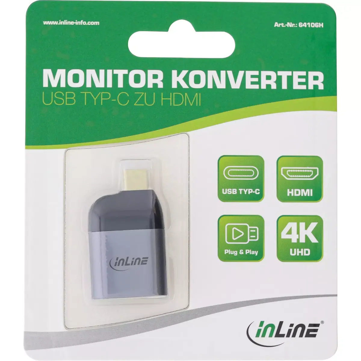 InLine USB Display Converter USB-C HDMI 4K60Hz Photo 3