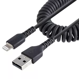 USB to Lightning Cable StarTech 50 cm (0.5 m) Coiled MFi Certified, USB-A to Lightning, Black, 3.1 mm Ø
