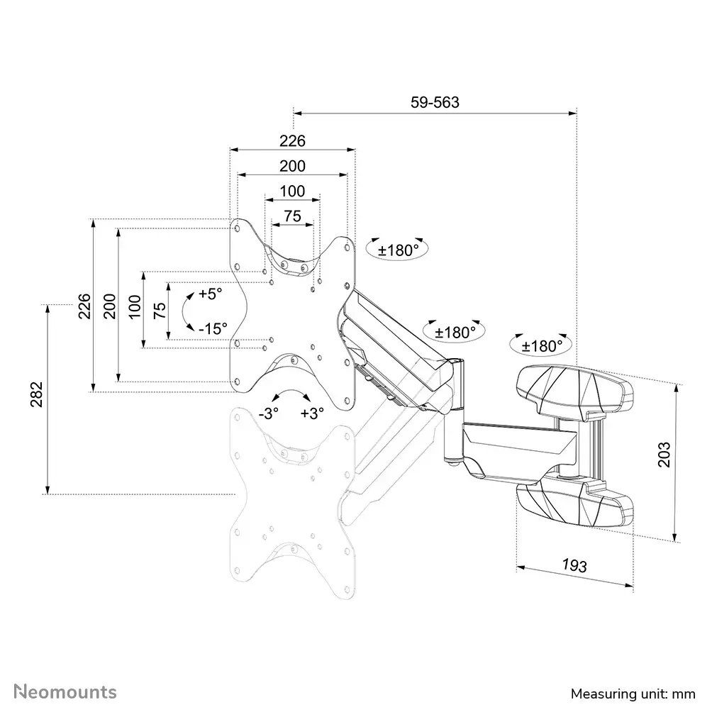 Neomounts TV sienas stiprinājums WL70-550BL12 Photo 15