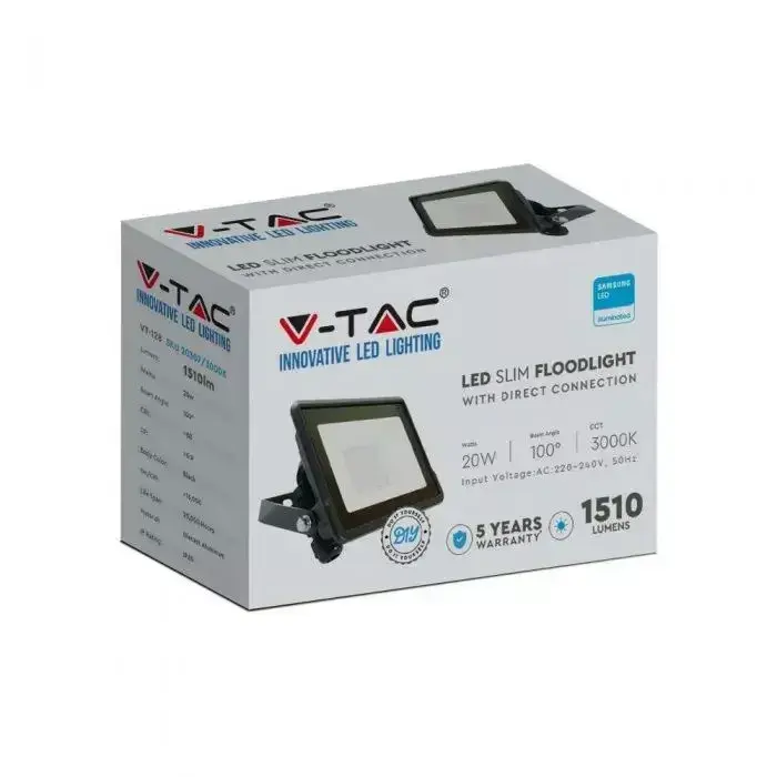 V-TAC 20W LED Floodlight 6500K Black Photo 2