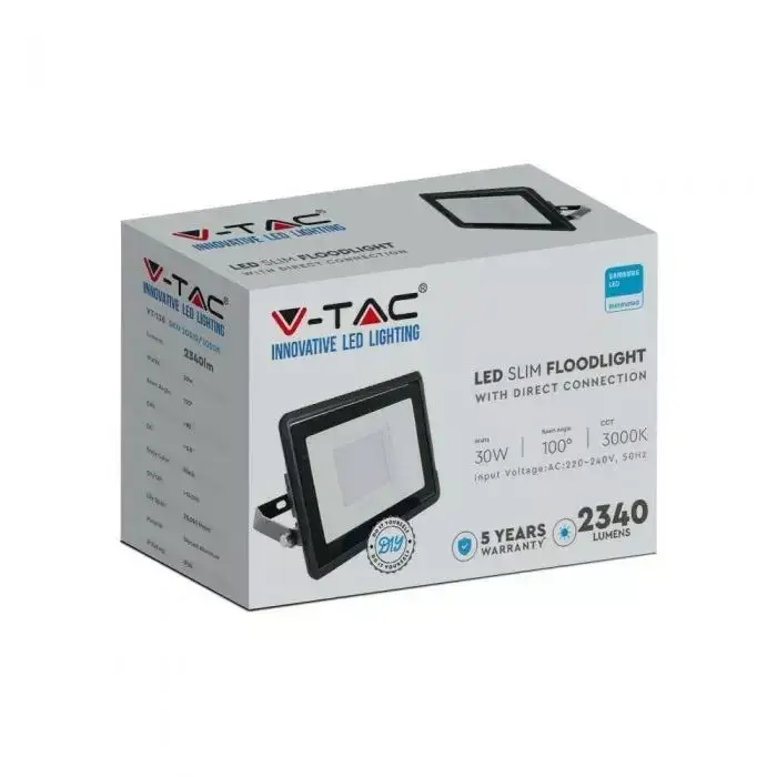 V-TAC 30W LED Floodlight 6500K Black Photo 2