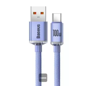 USB A to USB C data cable Baseus Crystal Shine 1.2 m — Purple, 0.48 Gbit/s