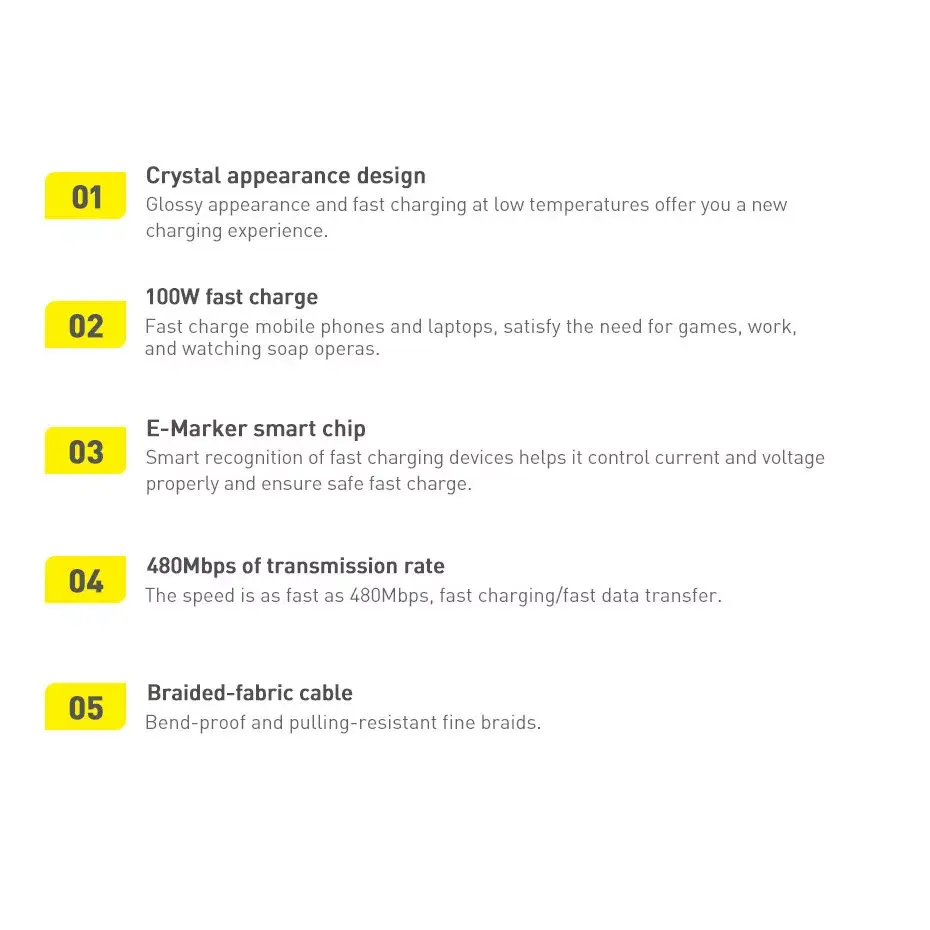 Baseus Crystal USB-C uz USB-C 100W 2m Photo 3