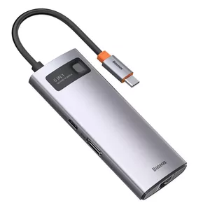 USB Hubs Baseus Metal Gleam USB 3.2 Gen 1 Type-C Pelēks