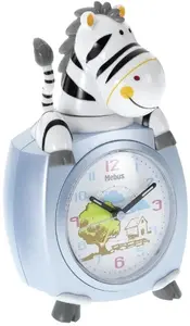 Alarm clock Mebus 26637 for kids, analog bedside clock with zebra design, assorted colors