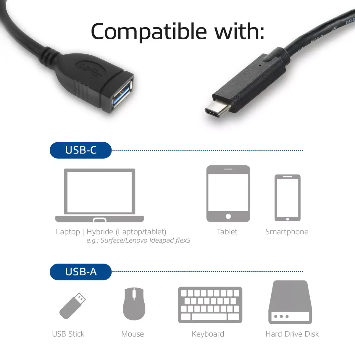 ACT USB 3.0 cable OTG USB-C to USB-A Photo 6