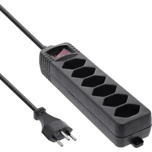 InLine 6-Port Swiss Type Power Strip with Switch Black 1.5 m 250 V 2300 W 10 A