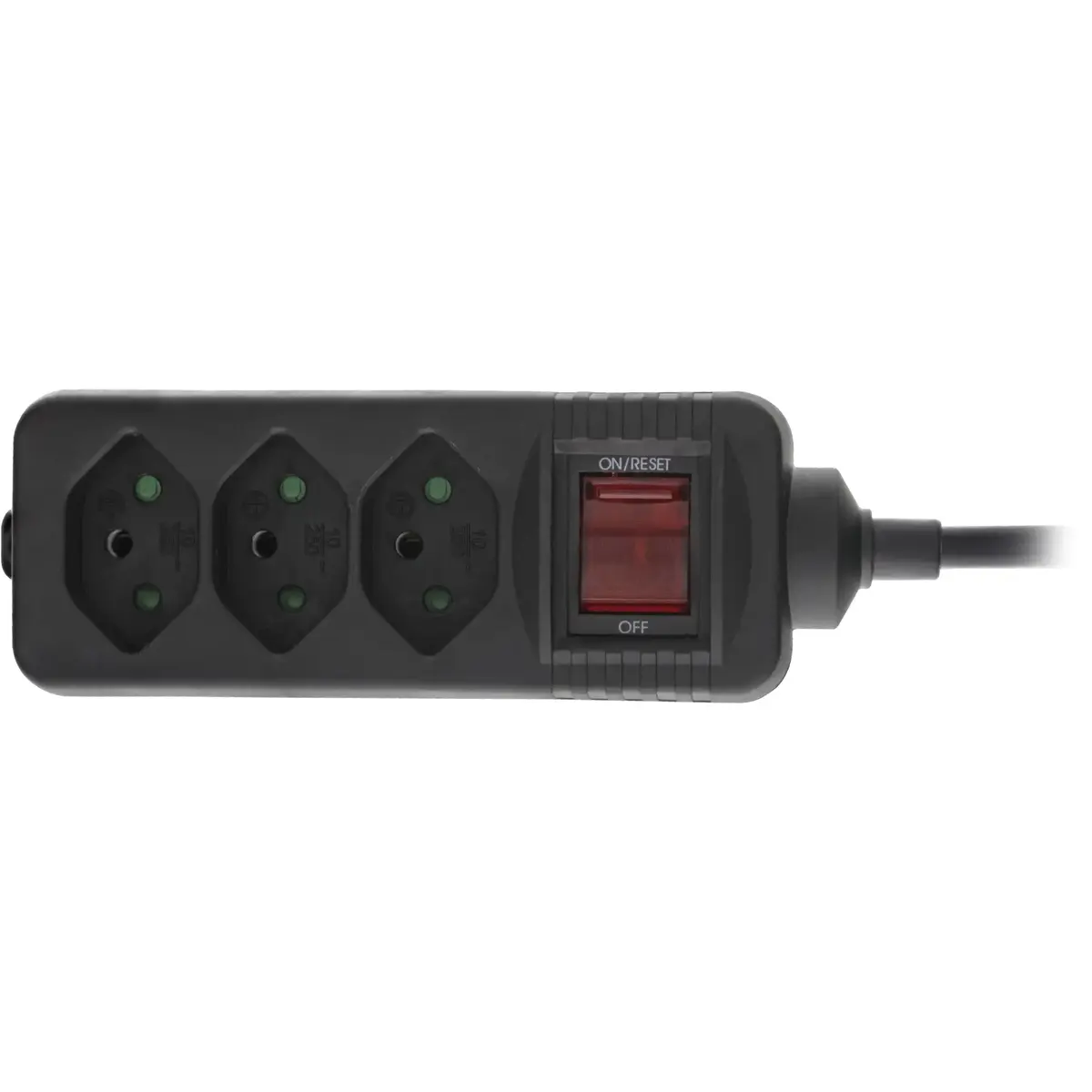 InLine Socket Strip Switzerland 3-Way with Switch 1.5m Black Photo 2