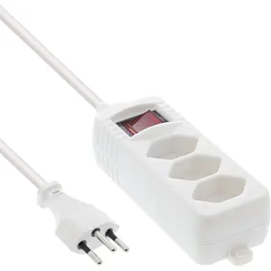 InLine 3-Way Swiss Socket Strip with Switch and 1.5m Cable White Type J 250V 10A 16431X