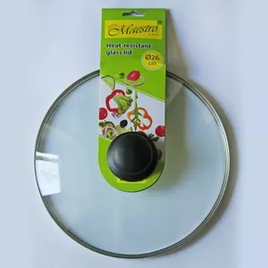 Glass Lid Maестro MR 0026 for cookware, tempered glass, 26 cm compatible