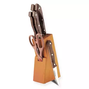 Knife set Maestro MR-1404 — 7-piece stainless steel blades with wooden holder