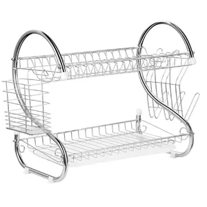 Countertop dish drainer Maestro MR-1025-43, metal, 43 cm width, black, drip tray, utensil and glass sections
