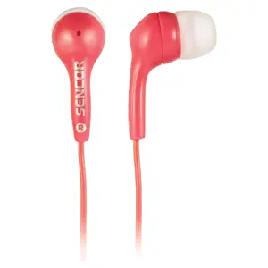 Austiņas SENCOR SEP 120 — vadu in-ear, 20–20000 Hz, kabelis 1,2 m, rozā