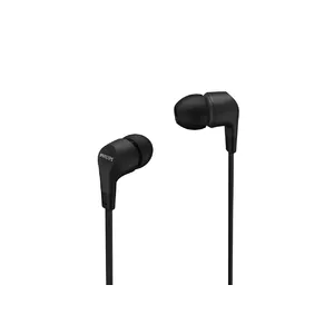 Vadu in-ear austiņas Philips TAE1105BK/00 — melnas, intraaurālas, kabelis 1.2 m, 14.7 g