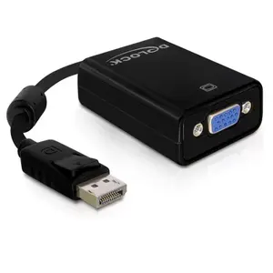 DeLOCK 61848 video kabeļa adapters 0.125 m VGA D-Sub DisplayPort Melns