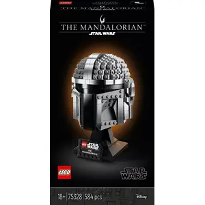 Construction toy LEGO Mandalorian Helmet 75328 — Star Wars display model, collectible build, 584 pieces, age 18+