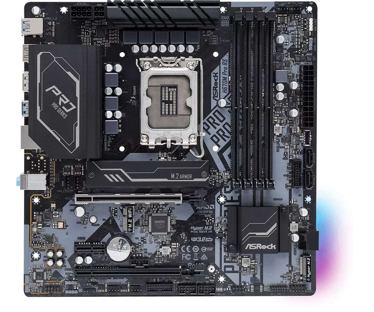 Материнская плата Asrock H670M Pro RS, 90-MXBHK0-A0UAYZ Photo 2