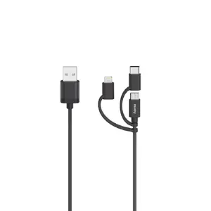 USB cable Hama 00200617 USB 2.0 0.75 m USB A USB C/Micro USB A/Lightning Black