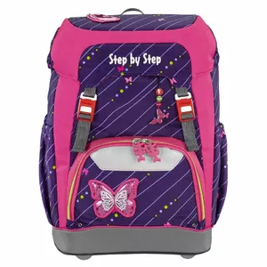 School backpack step by step Grade "Shiny Butterfly" — children's backpack for school with padded straps and multiple compartments