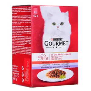 Влажный корм для кошек Purina Nestlé GOURMET Mon Petit Meat Mix 6×50 г, для взрослых, 12% белка, 81,5% влаги