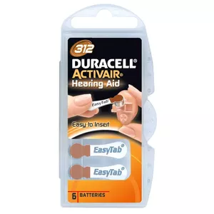 Duracell A312/DA312/ZL312, Zinc air cells, 6 pc(s)