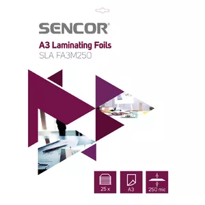 Lamēšanas plēve SENCOR SLA FA3M250 A3 caurspīdīga 25 gab. 125 µm