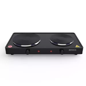 BROCK EP 200 BK Electric Double Hotplate Hob, 2500W, Black