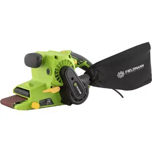 Ленточная шлифовальная машина Fieldmann FDBP 200901-E, 900 Вт, 230 В, 200–380 м/мин, лента 7,6×53,3 см, 3 кг, чёрно-зелёная
