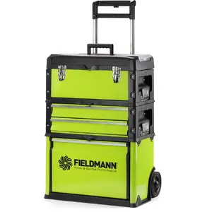 Tool box Fieldmann FDN 4150 — metal small parts box, 520×320×721 mm, black/green