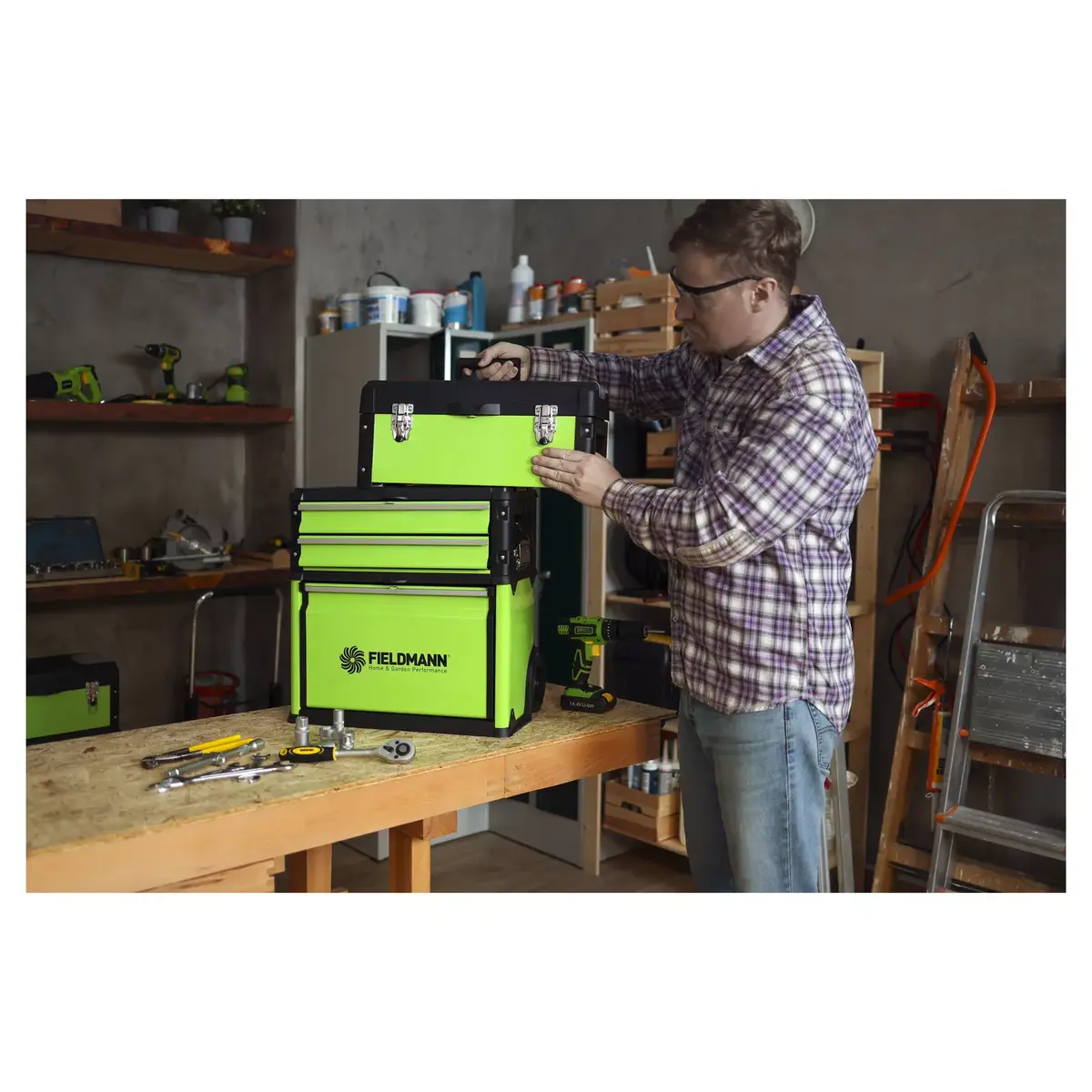 Tool box Fieldmann FDN 4150 — metal 520×320×721 mm Photo 7
