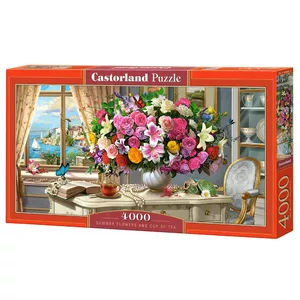 Пазл Castorland Summer Flowers and Cup of Tea — 4000 деталей, размер 1380×680 мм