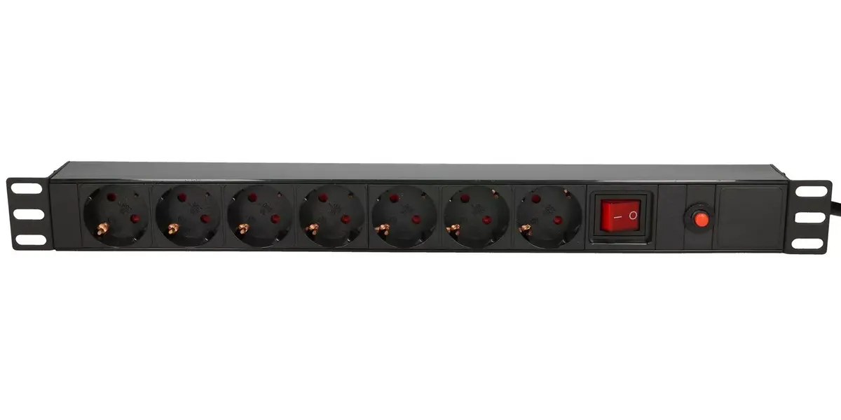 Электрическая розетка Extralink 19" 1U 7 SOCKET EU TYPE POWER PDU WITH SWITCH Photo 3