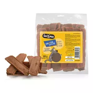 Pet food hau & miau beef slices 500 g — complete wet dog and cat food