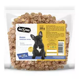 Wet pet food pouch hau & miau HAU & MIAU sushi - chicken and fish, 500 g