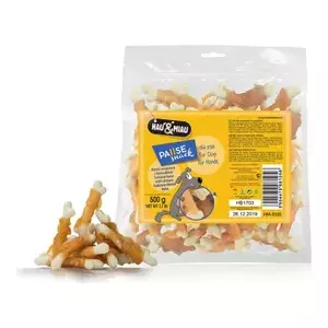 Dog chew treats hau & miau calcium bones with chicken 500 g