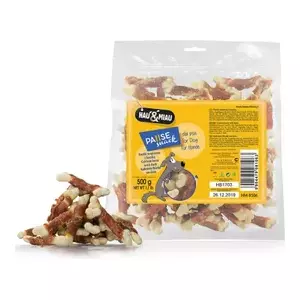 Dog chew bones HAU & MIAU calcium bones with duck 500 g — dental treats