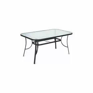Clear table Fieldmann FDZN 5020, transparent tabletop, compact indoor/outdoor furniture