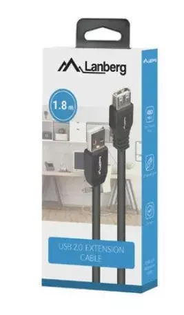 LANBERG USB-A M/F 2.0 кабель 1.8 м Photo 2
