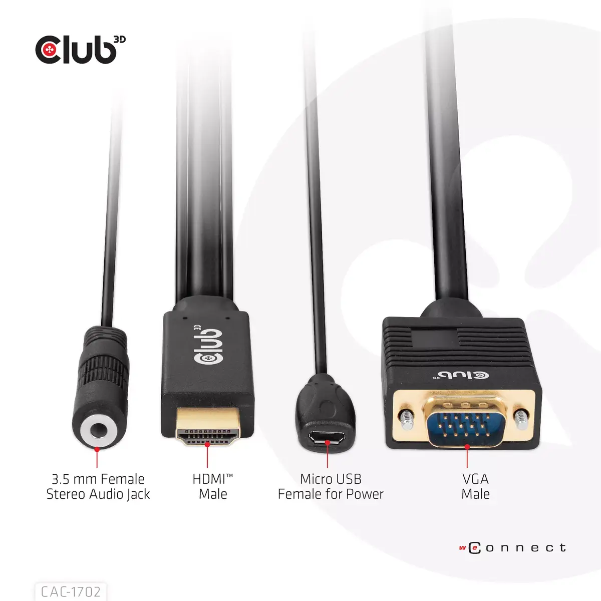 CLUB3D HDMI на VGA Кабель M/M 2м Photo 7