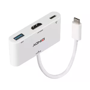 Lindy 43340 video kabeļu aksesuārs 0,18 m HDMI + USB Type-A USB Veids-C Balts