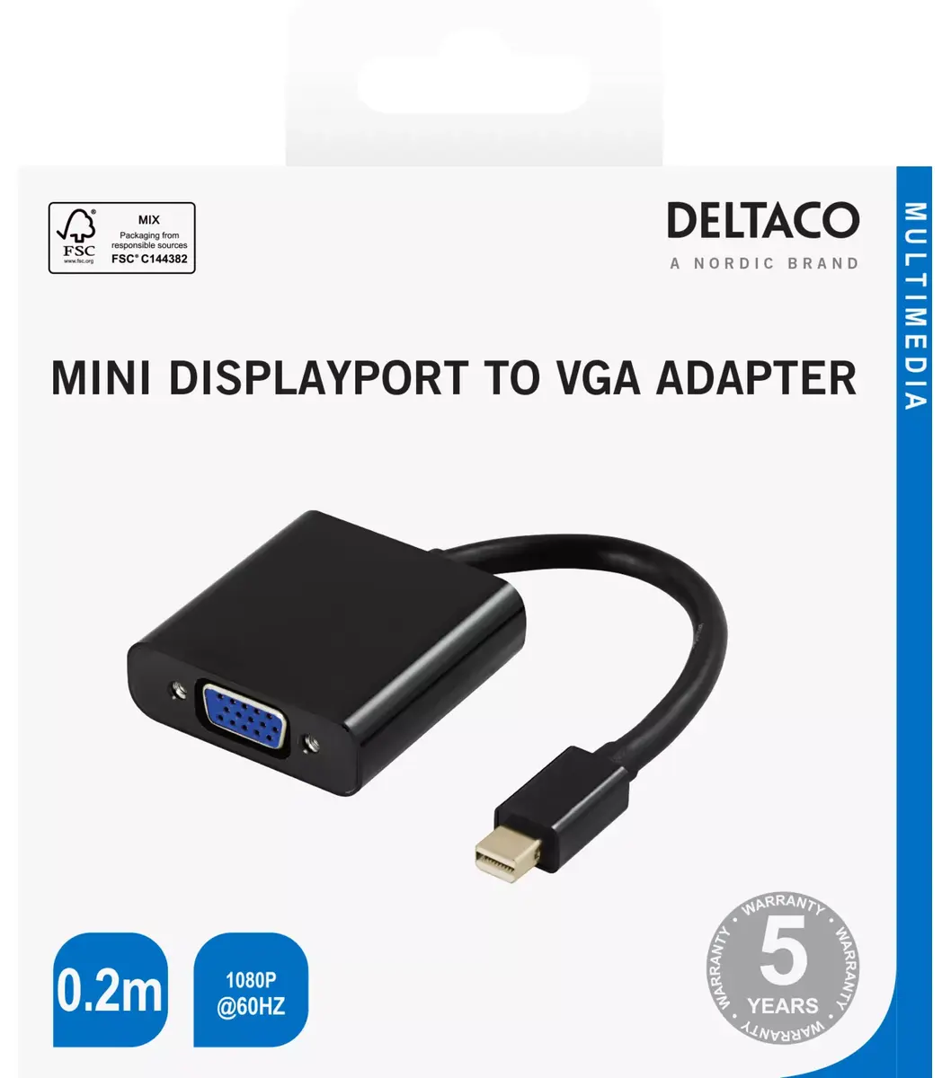 DELTACO адаптер VGA → mini DisplayPort 00110026 Photo 2