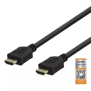 DELTACO HDMI cable HDMI-1005-K 4K UHD 0.5 m — HDMI Type A to A, high-speed 18 Gbps