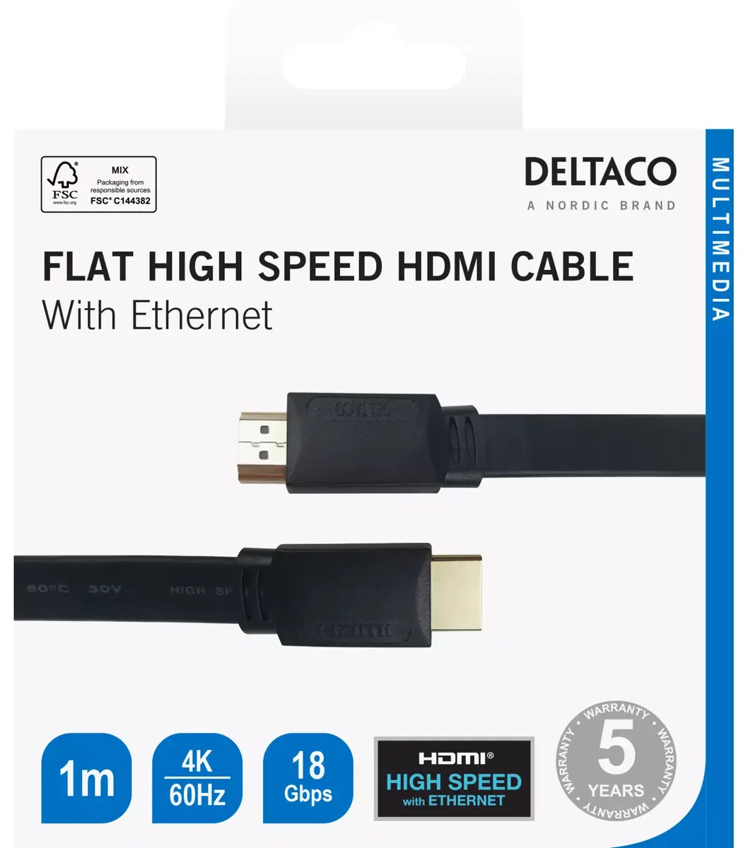 DELTACO HDMI cable 1 m 4K UHD Photo 3