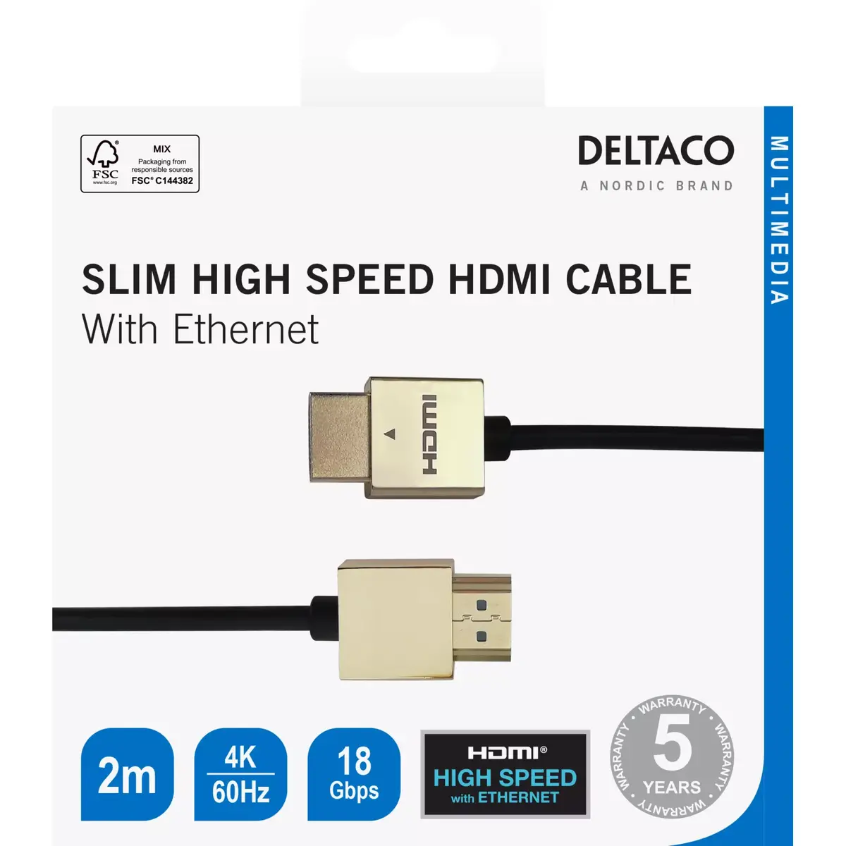 DELTACO HDMI Ultra-thin 4K UHD 2 m Photo 4