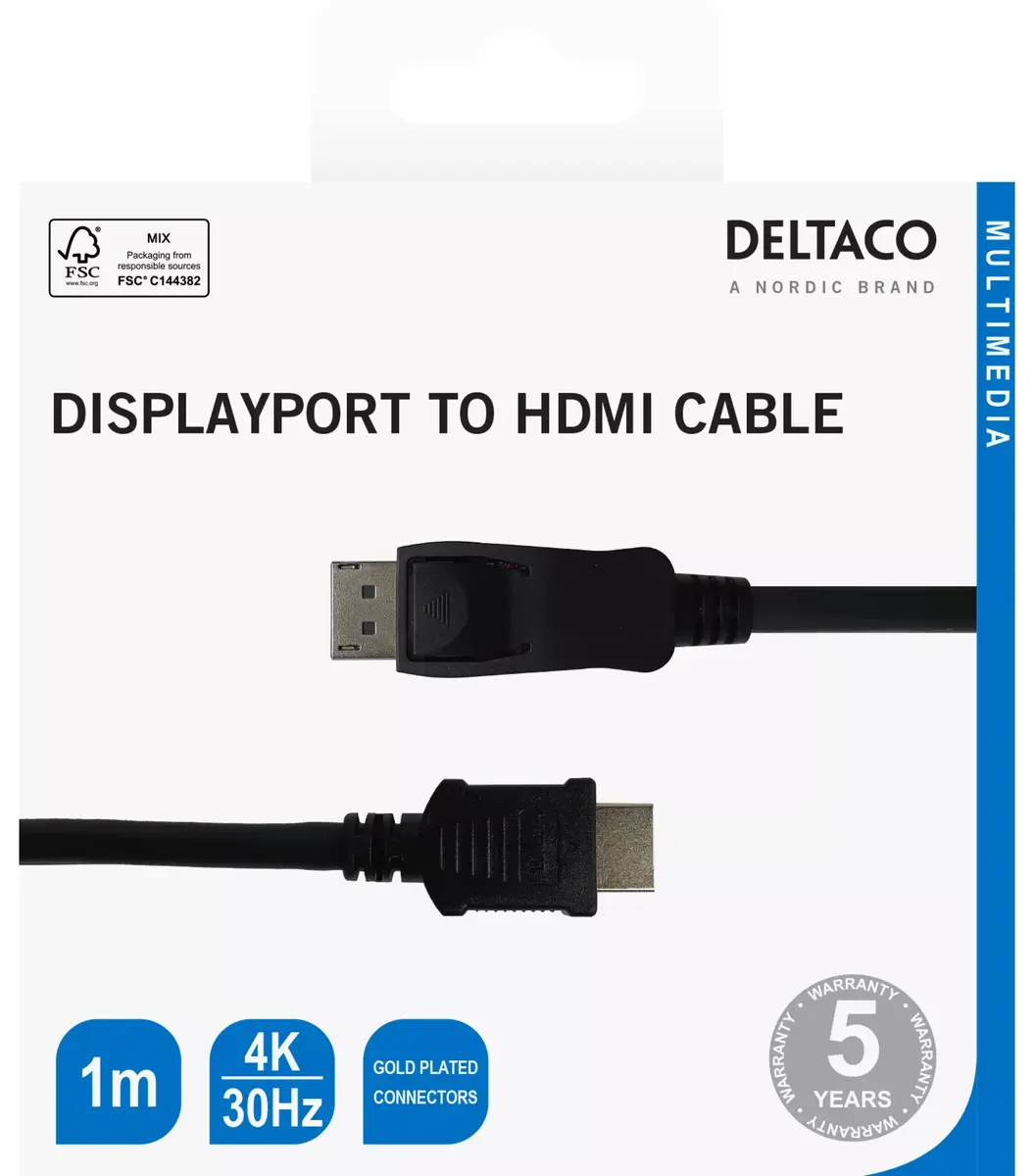 DELTACO DisplayPort — HDMI кабель DP-3010-K Photo 5