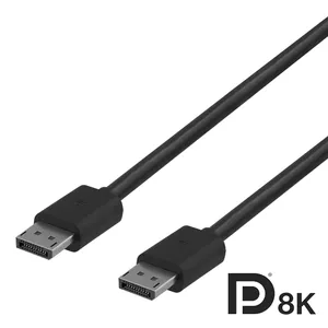 DisplayPort kabelis DELTACO 8K, DP 1.4, 2m, melns / DP8K-1020-K / 00110015