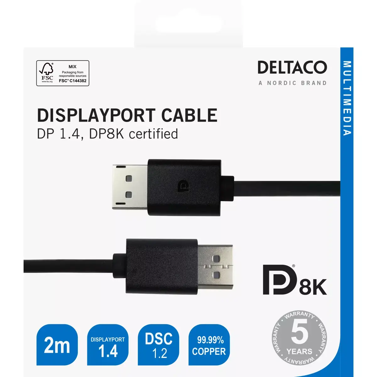DELTACO DisplayPort DP8K-1020-K 8K 2 m Photo 4