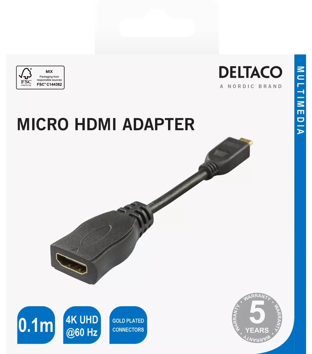 DELTACO micro HDMI на HDMI адаптер HDMI-24B-K Photo 2